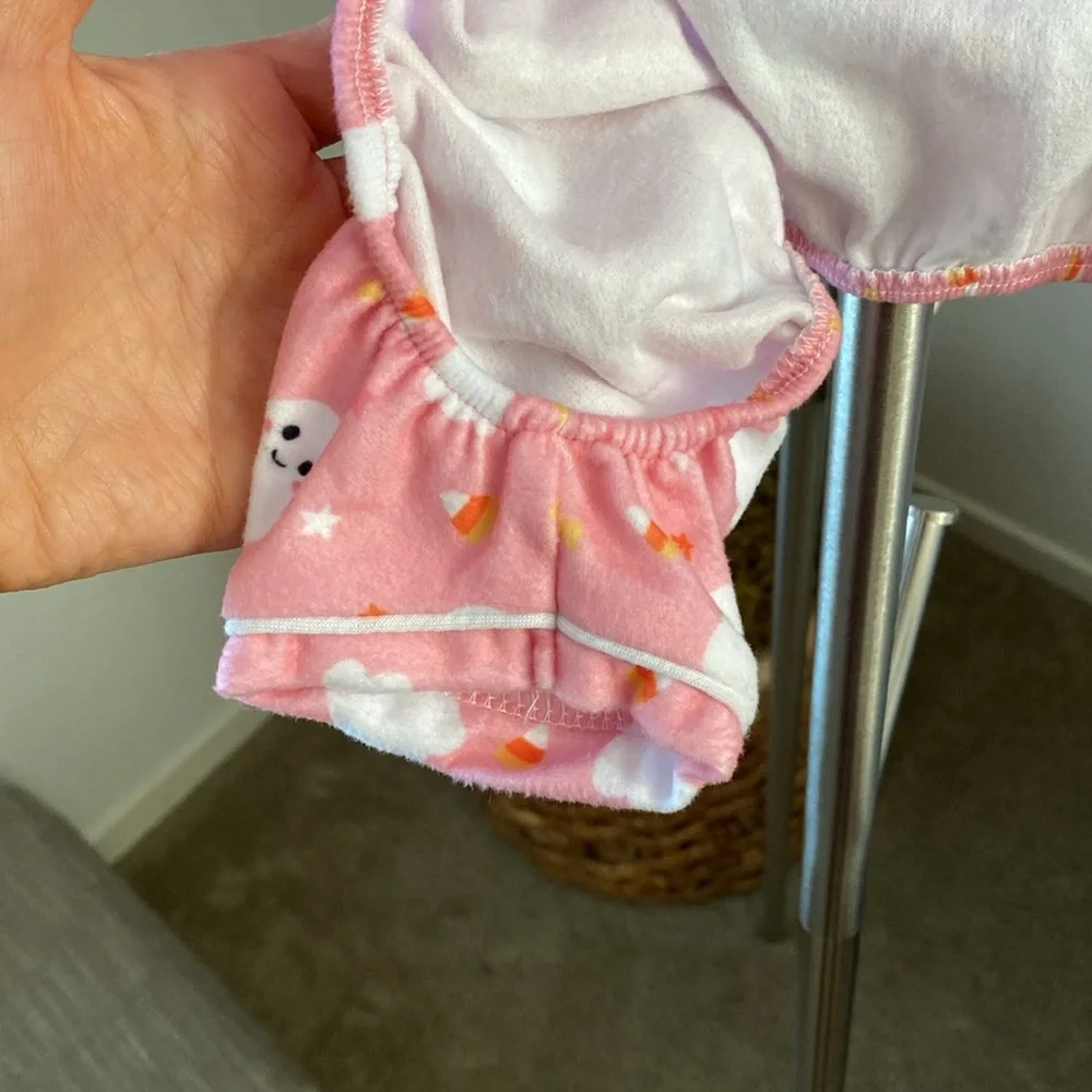 House of Barker | Pink Halloween Ghost, Candy Corn & Stars Dog Pajamas – Medium